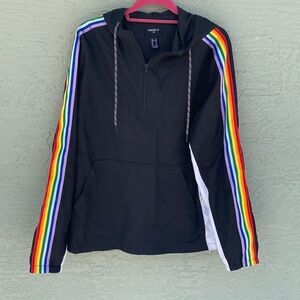 FOREVER 21 Mens Size M PRIDE Black Track Hooded Jacket